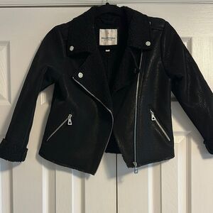 Urban Republic Girls Black Faux Leather Moto Zipper Jacket - Size M